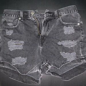 Distressed Black Denim American Eagle Shorts